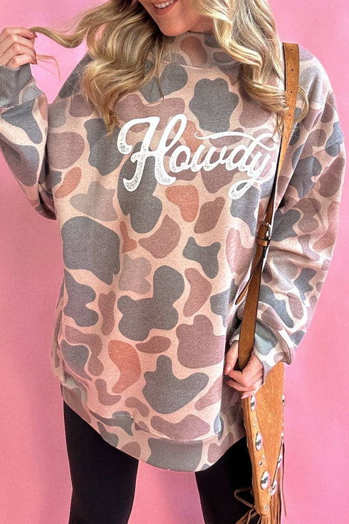 Camo Howdy Western Style Pullover Sweatshirt