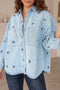 Stars Pattern Long Sleeve Shirt Collar Denim Jacket