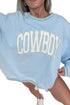 Embroidered Cowboy Letter Print Long Sleeve Round Neck Sweatshirt