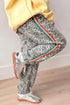 Leopard Print Rainbow Striped Buttoned Loose Jogger Jeans