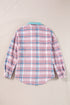 Color Block Collared Flap Pocket Relaxed Plaid Shacket