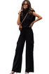 Elegant High Neck Sleeveless Vest Cargo Pants Two Piece Set