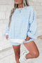 Plaid Baggy Pullover Drawstring Shorts Two Piece Outfit Short Set