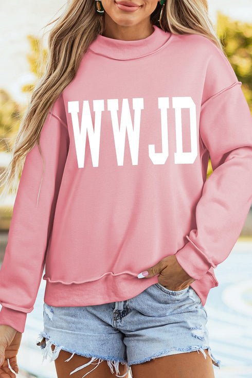 Wwjd Amen Double Sided Printed Mock Neck Reversible Sweatshirt