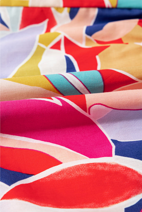 Abstract Print Ruffled Flutter Sleeve A-Line Mini Dress