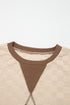 Plush Checkered Twisted Rib Detail Long Sleeve Top