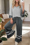 Striped V Neck Ruffle Sleeve Drawstring Pant Set