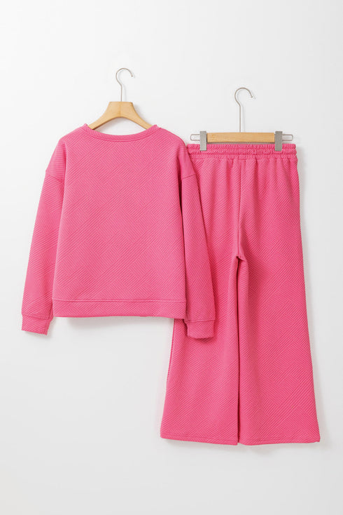 Ultra Loose Textured Slouchy Matching Pant Set