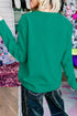 Merry Print Ribbed Trim Round Neck Loose Sweater