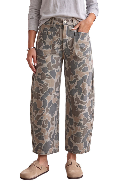 Camouflage Pattern Shift Silhouette Ankle Length Jeans