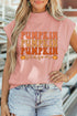 Pumpkin Print Graphic Mock Neck Statement Tee