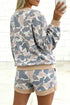 Camouflage Patchwork Two Piece Long Sleeve Short Set