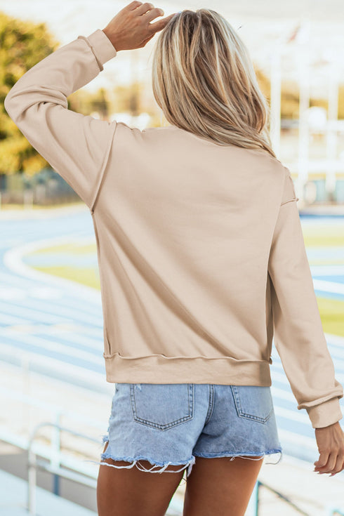 Sequined Pumpkin Graphic High Neck Baggy Sweatshirt