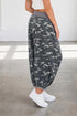 Camouflage Print Drawstring Waist Cargo Barrel Pants