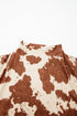 Western Cow Spots Printed High Neck Sheath Long Sleeve Top