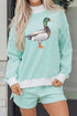 Striped Western Print Mallard Duck Mock Neck Sweatshirt Set