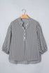 Striped Pattern Half Sleeve Button Up Blouse