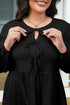 Bow Tie Front Long Sleeve Peplum Blouse