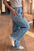 Frayed Floral Applique Raw Hem Wide Leg Jeans