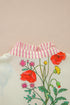Floral Striped Patchwork Ruffled Collar Short Sleeve Shirt