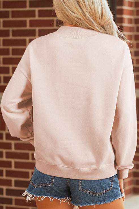 Camo Print Letter Graphic Mock Neck Sweatshirt