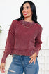 High Neck Ribbed Drop Shoulder Seam Detail Sweater