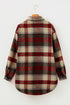 Brushed Plaid Button Front Side Slit Tunic Shacket