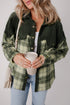 Mixed Patchwork Snap Button Casual Plaid Shacket