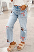 Sequin Rugby Bow Graphic Raw Hem Shift Pants