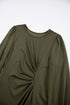 Viscose Polyester Ruched Long Sleeve Midi Dress