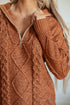 Zip Up Cable Knit Drop Shoulder Sweater Dress