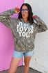 Jesus Loves You Camouflage Print Relaxed Hoodie