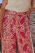 Bohemian Paisley Print Buttoned High Waist Wide Leg Pants