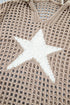 Acrylic Star Pattern Crochet Hooded Drawstring Sweater