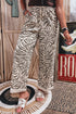 Western Print Zebra Pattern Elastic Waist Pocket Full Length Pants