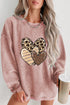 Textured Heart Graphic Drop Shoulder Crew Neck Sweatshirt