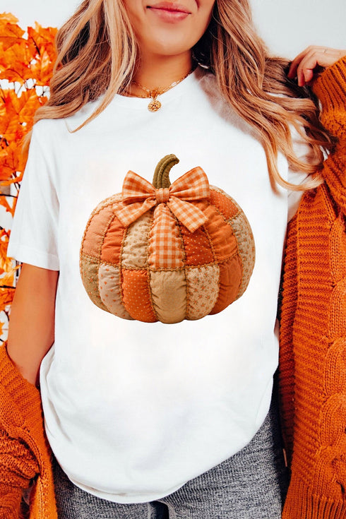 Polyester Cotton Blend Pumpkin Printed Graphic Tee