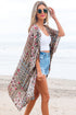 Bohemian Mixed Print Open Front Draped Kimono