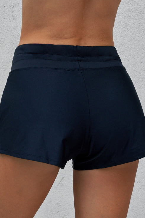 Contrast Waistband Tie Front Swim Shorts