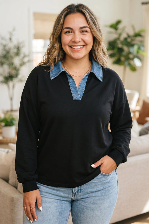 V Neck Tunic Shift Long Sleeve Top