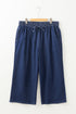 High Waist Wide Leg Drawstring Denim Bottoms