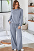 Cowl Neck Drawstring Pullover Wide Leg Pant Set