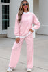 Striped Trim Mock Neck Pullover Drawstring Pants Outfit Pant Set