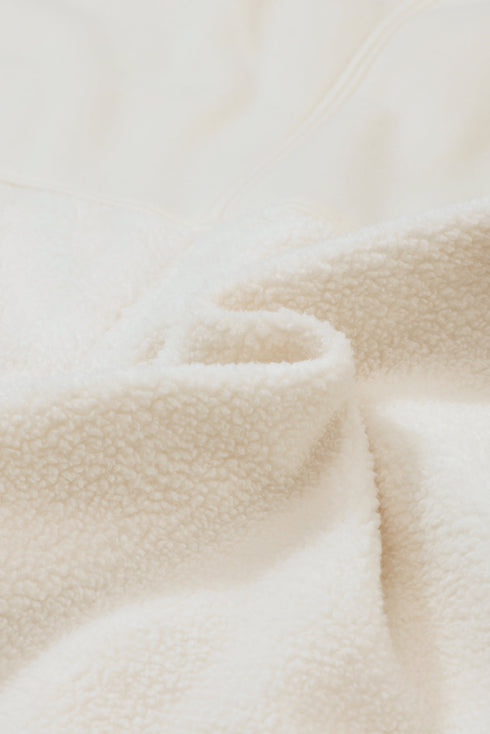 Casual Fleece Button Up Stitching Pocket Raw Hem Jacket