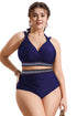 Embroidered Trim Wrap Tie High Waisted Plus Size Swimwear