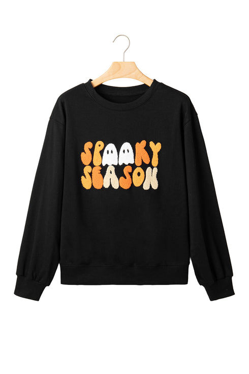 Embroidered Graphic Long Sleeve Round Neck Pullover Sweatshirt
