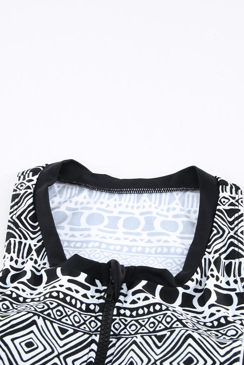 Sleeveless Geometric Print Zip Front Dress