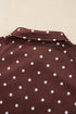 Polka Dot Print Collar Pullover Metal Button Sweatshirt