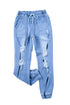 Distressed Pocketed Stretch Denim Jogger Jeans