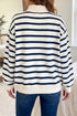Striped Sequin Rugby Print Mock Neck Sweatshirt